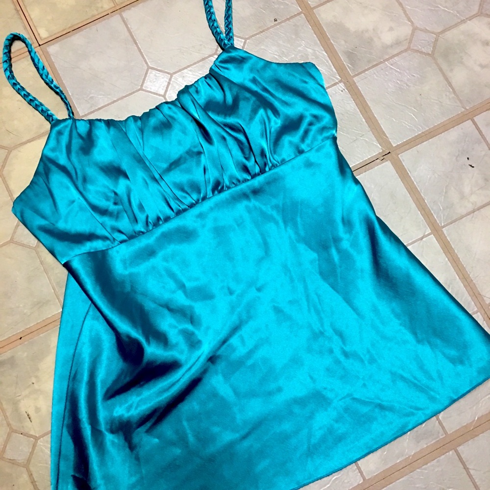 (208) IZ Byer California Metallic Blue Blouse